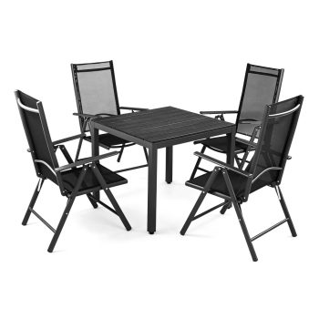   Prémium Alumínium Kerti Bútor Garnitúra 4 Állítható Székkel és 80x80 cm-es Polywood Asztallal
